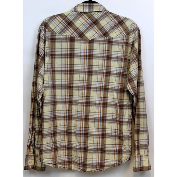 American Eagle Vtg Slim Fit Mens Sz L Plaid Collared Pearl Snap Western Shirt - Picture 4 of 10